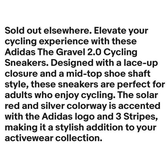 Adidas The Gravel Shoe 2.0 Cycling Sneaker Solar Red/Silver Unisex Men 8 Women 7 main image 12